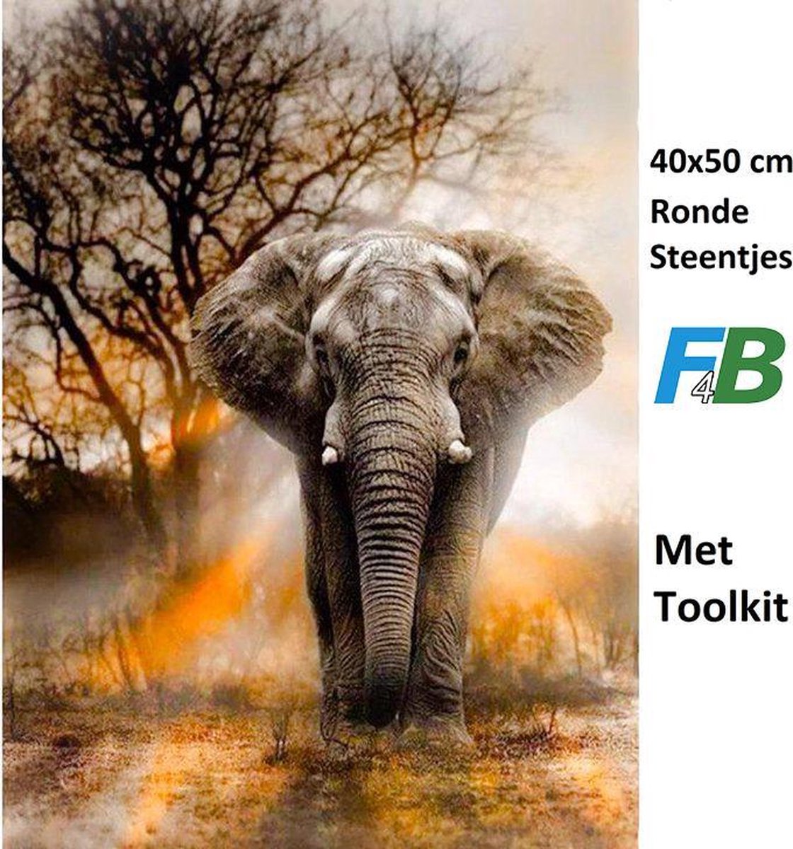   Diamond Painting | Olifant in schemer | 40 x 50 cm | Volwassenen | Kinderen | Ronde steentjes | Diamant schilderen | Zelf schilderijen maken | Hobby | Volledig